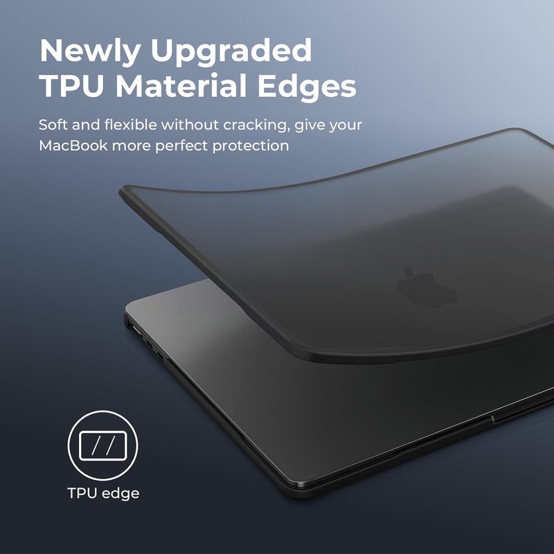 BlueSwan Anti-Cracking Hard Shell Case Compatible with MacBook Air 13 inch M4 M3 M2 2026 2025-2022 A3240 A3113 A2681, Drop Protection Soft TPU Bumper PC Base for Air 13.6 inch, Frosted Black - Image 4